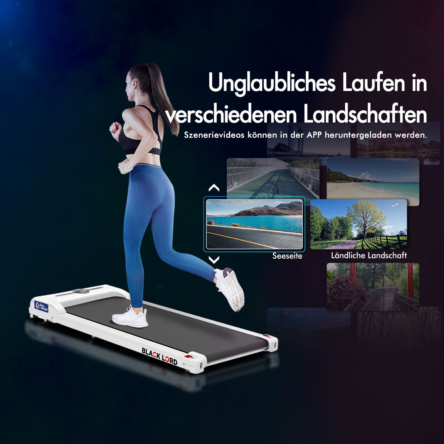 BLACK LORD Elektrisches Laufband Geh-Pad Zuhause Büro Fitnessstudio Fitness, Weiß
