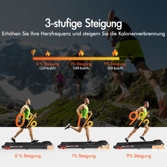 BLACK LORD Laufband Elektrisch Laufmatte  Neigung Stoßdämpfer Fitnessstudio, Schwarz