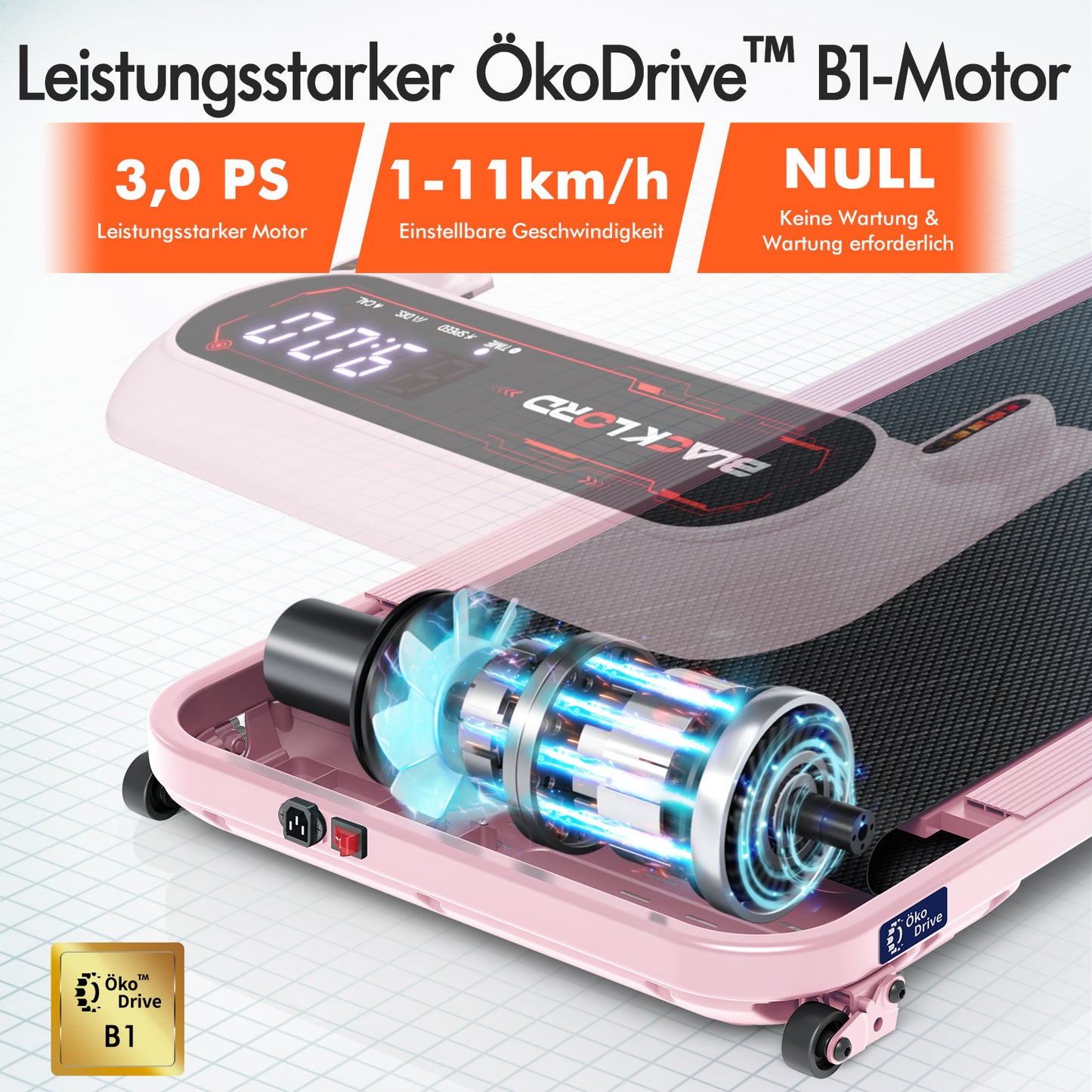BLACK LORD Laufband Elektrisch Lauffläche Steigung Stoßdämpfer Fitnessstudio