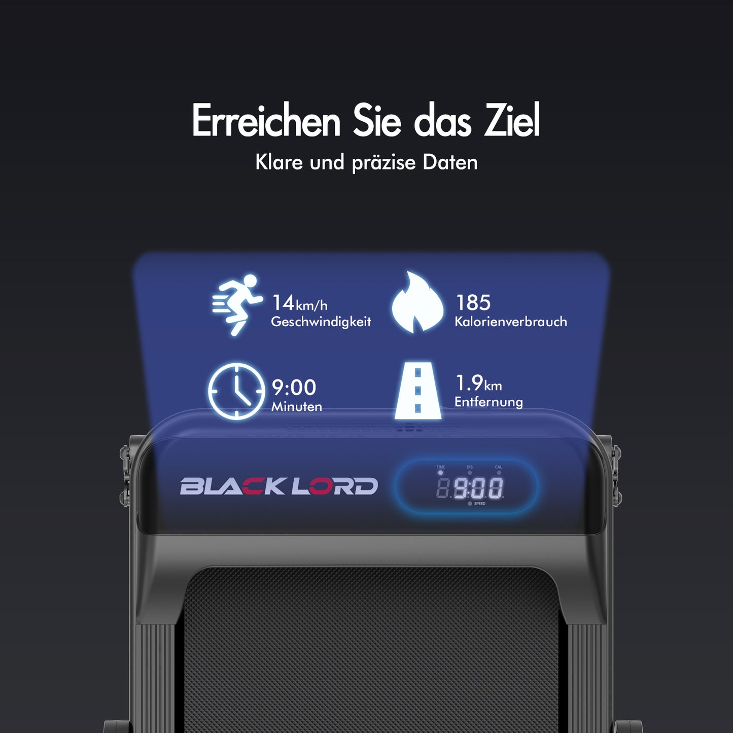 BLACK LORD Laufband Elektrisch Tretmühle Heim BüroNeigung Faltbar Schwarz