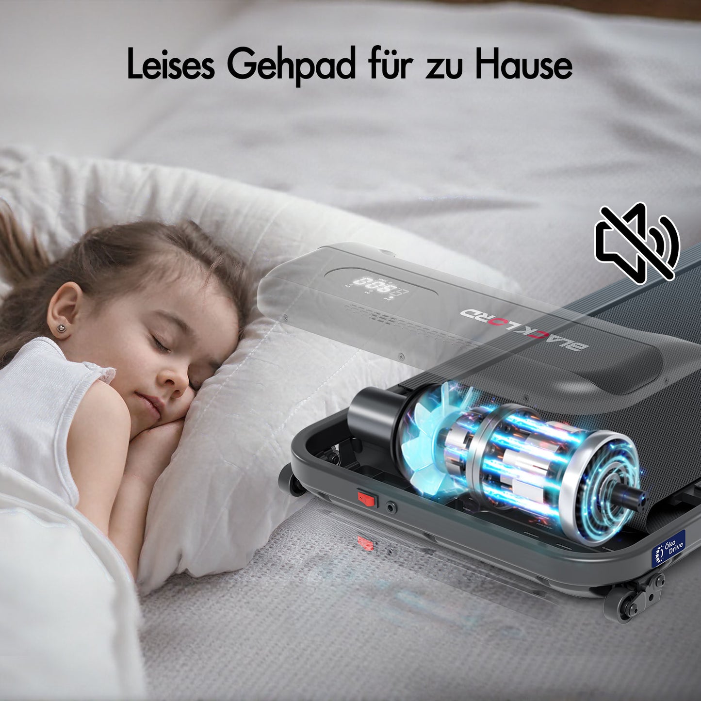 BLACK LORD Laufband Elektrisch Tretmühle Heim BüroNeigung Faltbar Schwarz