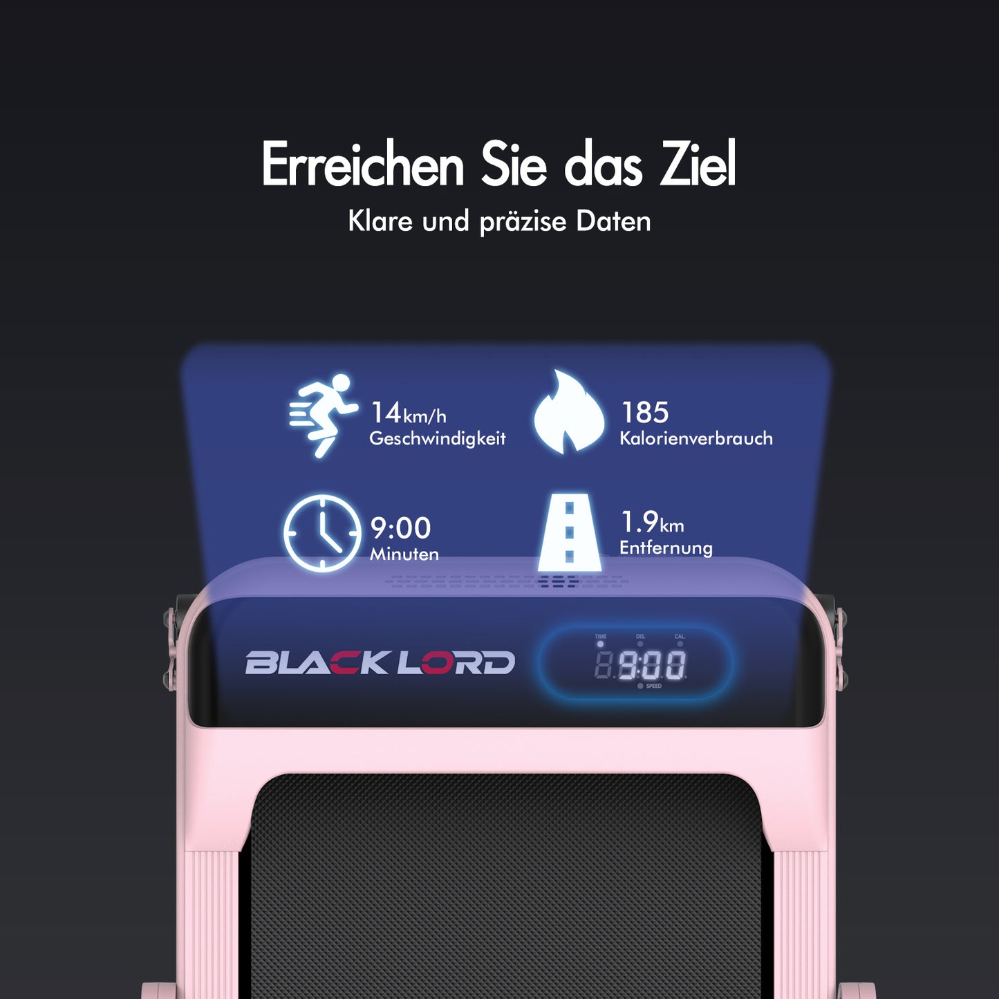 BLACK LORD Laufband Elektrisch Tretmühle Heim BüroNeigung Faltbar Rosa