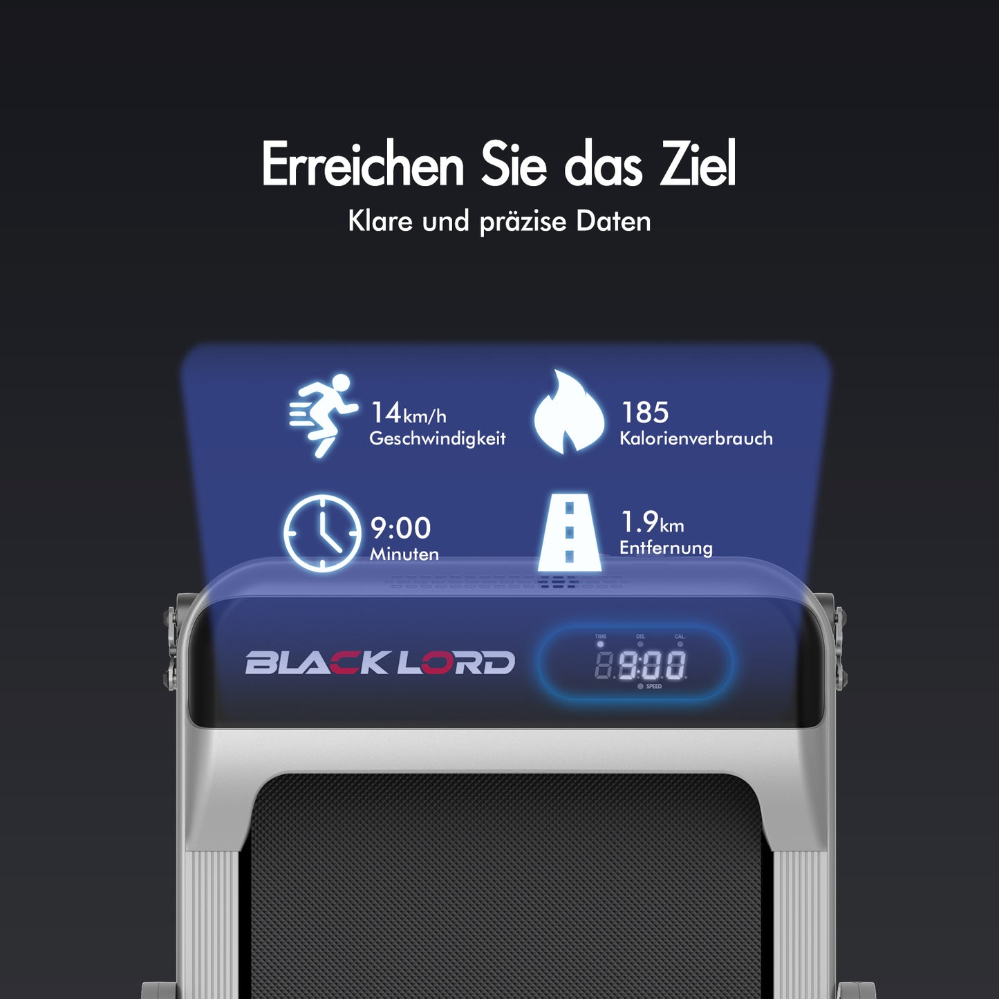 BLACK LORD Laufband Elektrisch Tretmühle Heim BüroNeigung Faltbar Silber