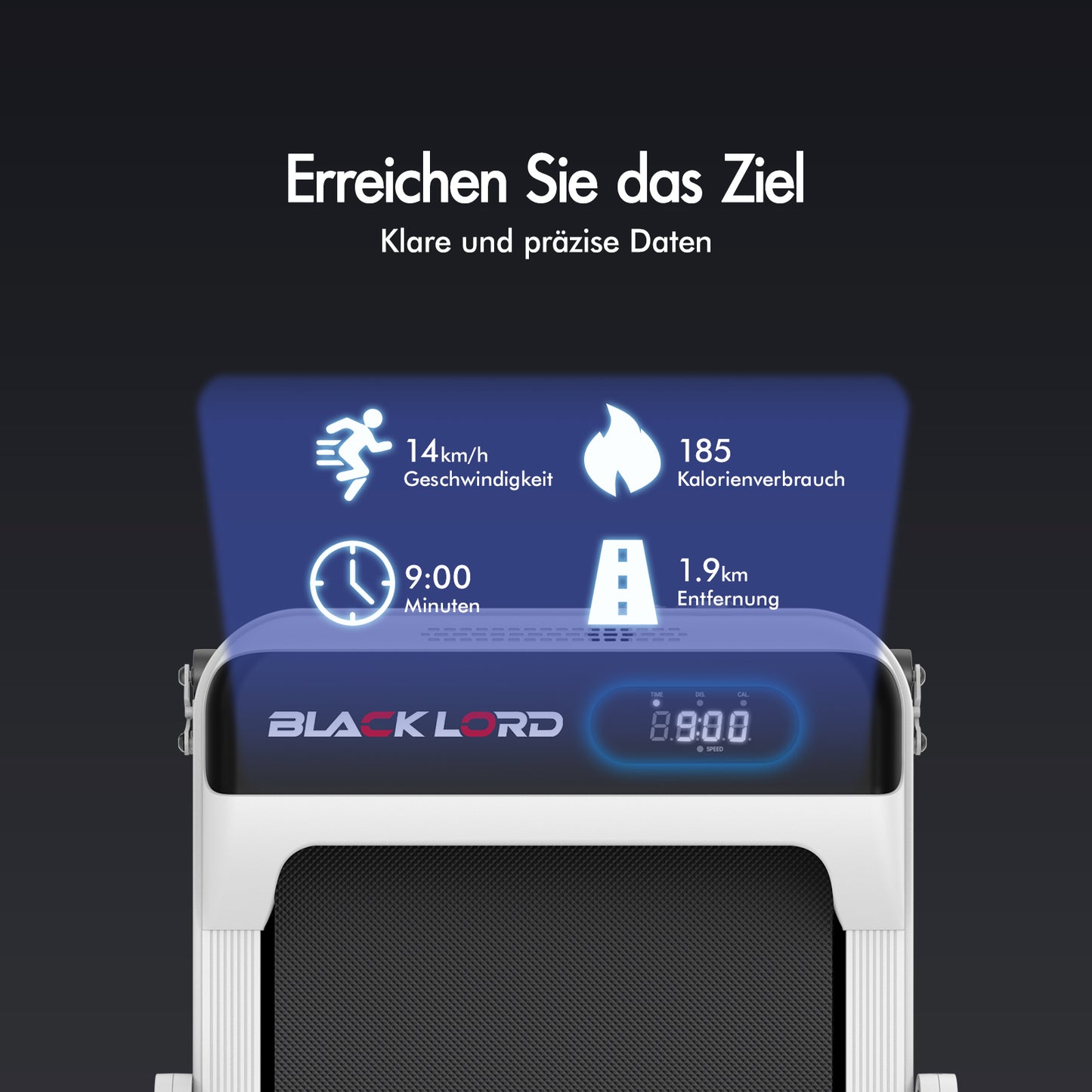 BLACK LORD Laufband Elektrisch Tretmühle Heim BüroNeigung Faltbar Weiß