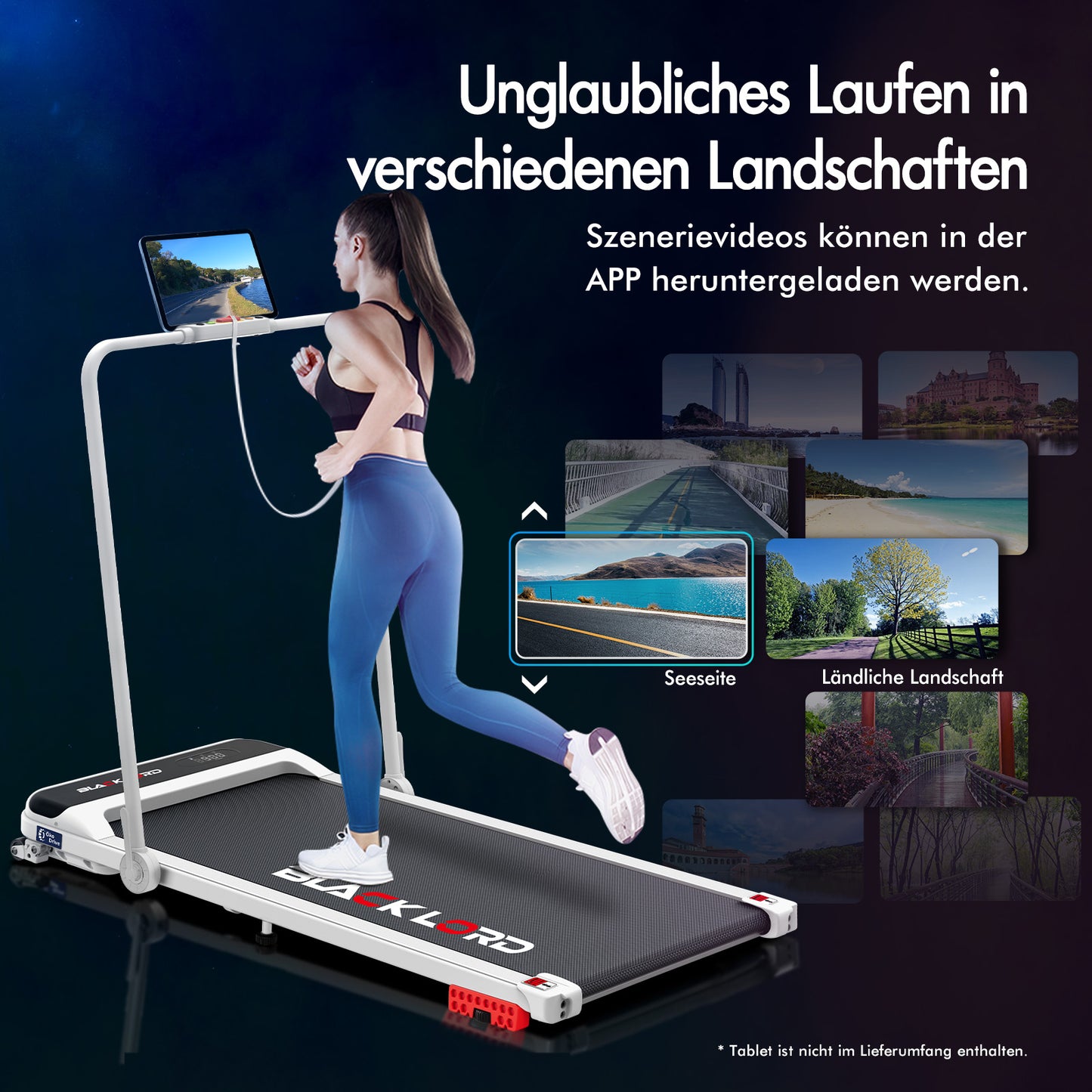 BLACK LORD Laufband Elektrisch Tretmühle Heim BüroNeigung Faltbar Weiß