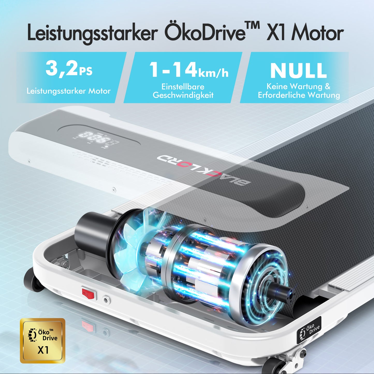 BLACK LORD Laufband Elektrisch Tretmühle Heim BüroNeigung Faltbar Weiß