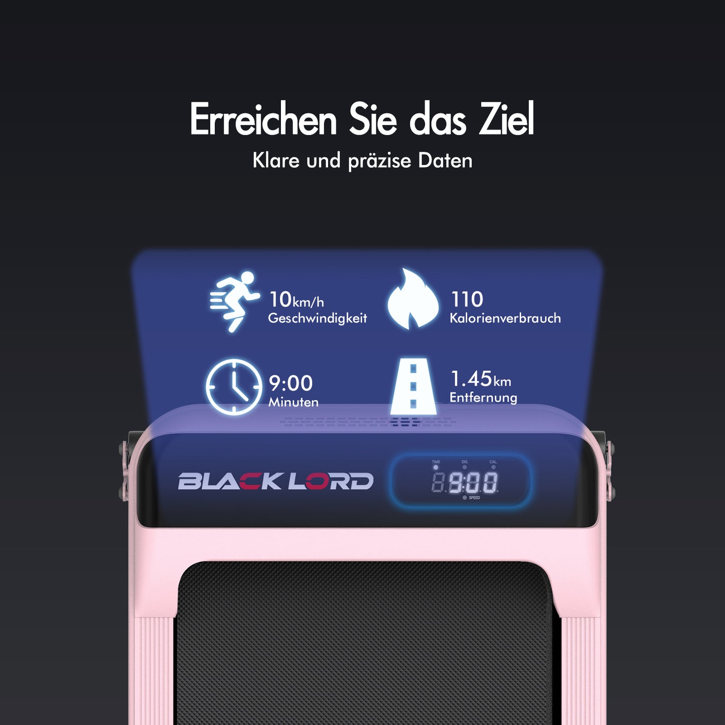 BLACK LORD Laufband Elektrisch Tretmühle  Zuhause Büro Fitnessstudio Steigung, Rosa