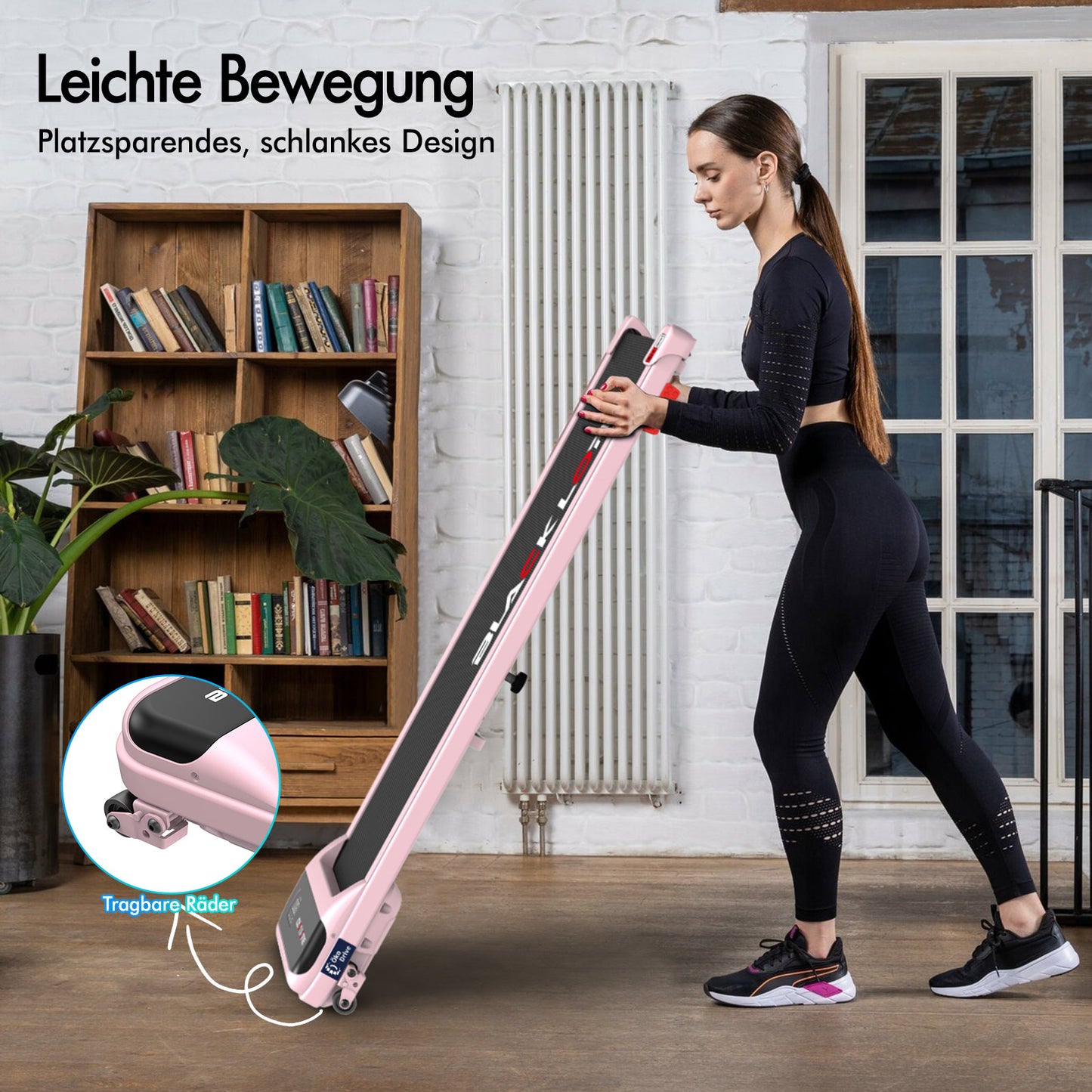 BLACK LORD Laufband Elektrisch Tretmühle  Zuhause Büro Fitnessstudio Steigung, Rosa