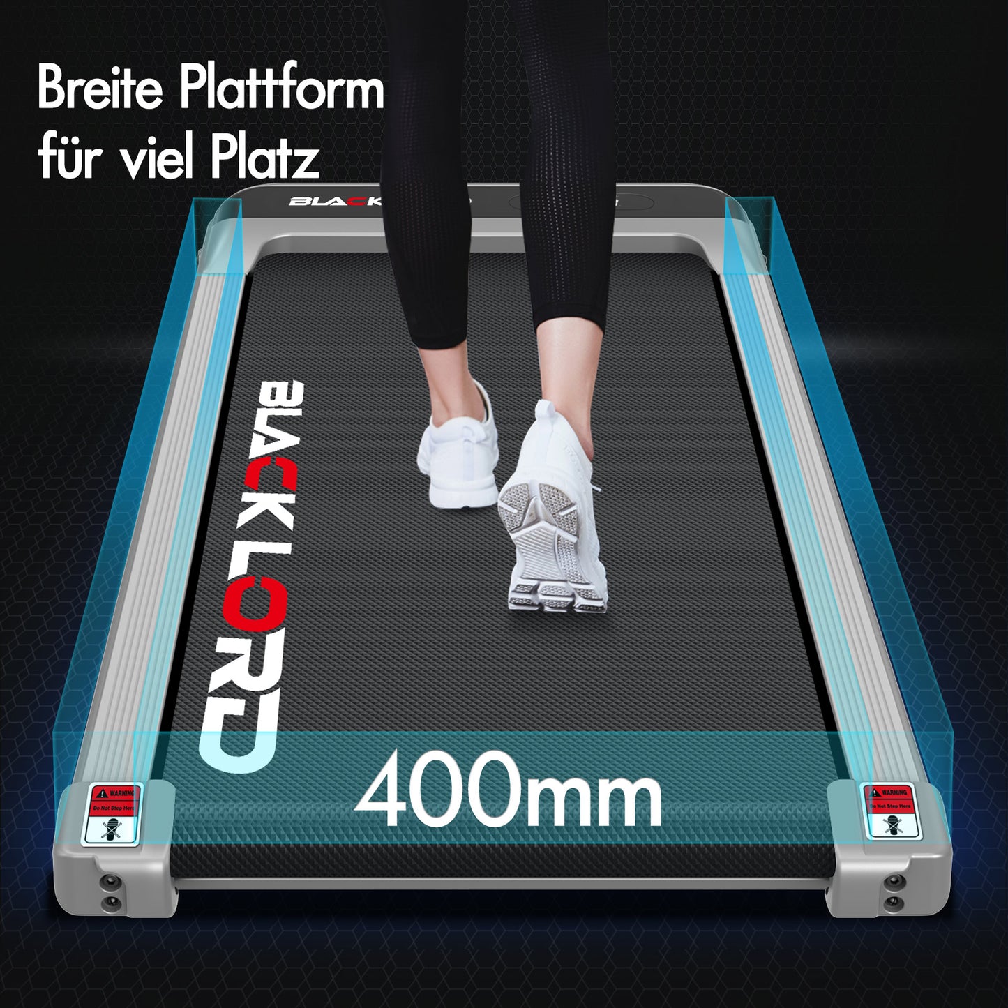 BLACK LORD Laufband Elektrisch Tretmühle  Zuhause Büro Fitnessstudio Steigung, Silber