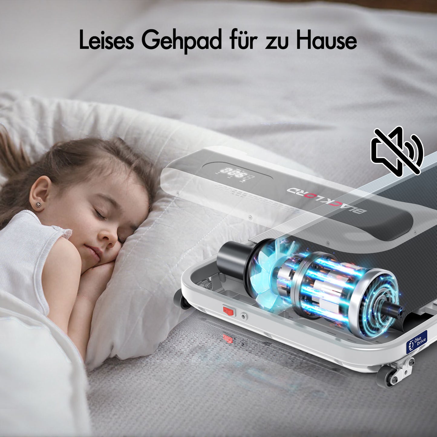 BLACK LORD Laufband Elektrisch Tretmühle  Zuhause Büro Fitnessstudio Steigung, Silber