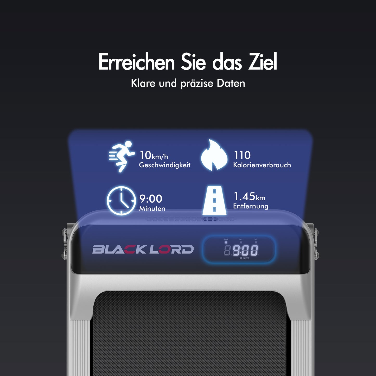 BLACK LORD Laufband Elektrisch Tretmühle  Zuhause Büro Fitnessstudio Steigung, Weiß