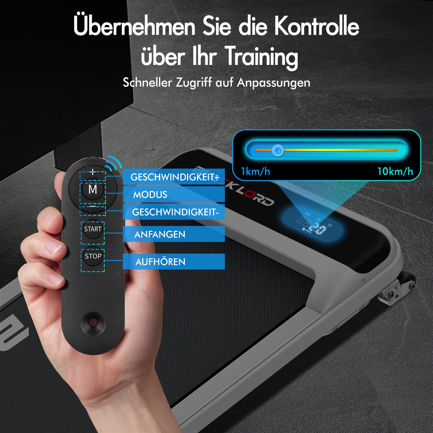 BLACK LORD Laufband Elektrisch Tretmühle  Zuhause Büro Fitnessstudio Steigung, Weiß