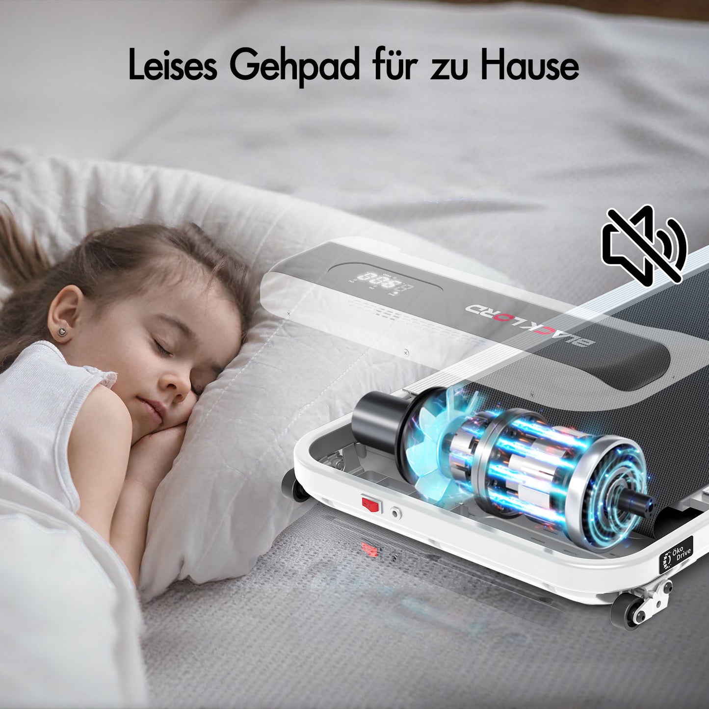 BLACK LORD Laufband Elektrisch Tretmühle  Zuhause Büro Fitnessstudio Steigung, Weiß
