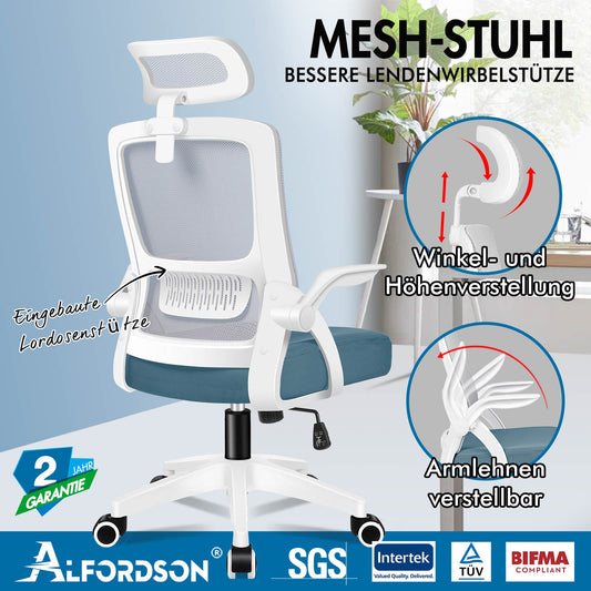 ALFORDSON Mesh-Bürostuhl Executive-Stoffsitz Neigbar für Gaming Renncomputer