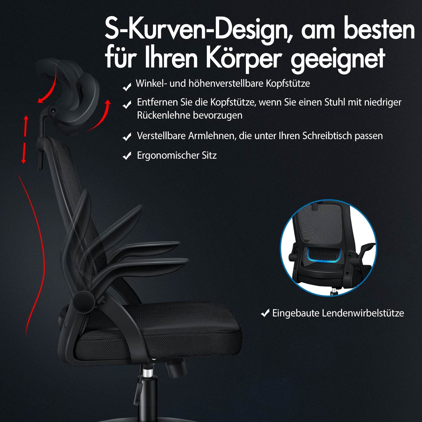 ALFORDSON Mesh-Bürostuhl Executive-Stoffsitz Neigbar für Gaming Renncomputer