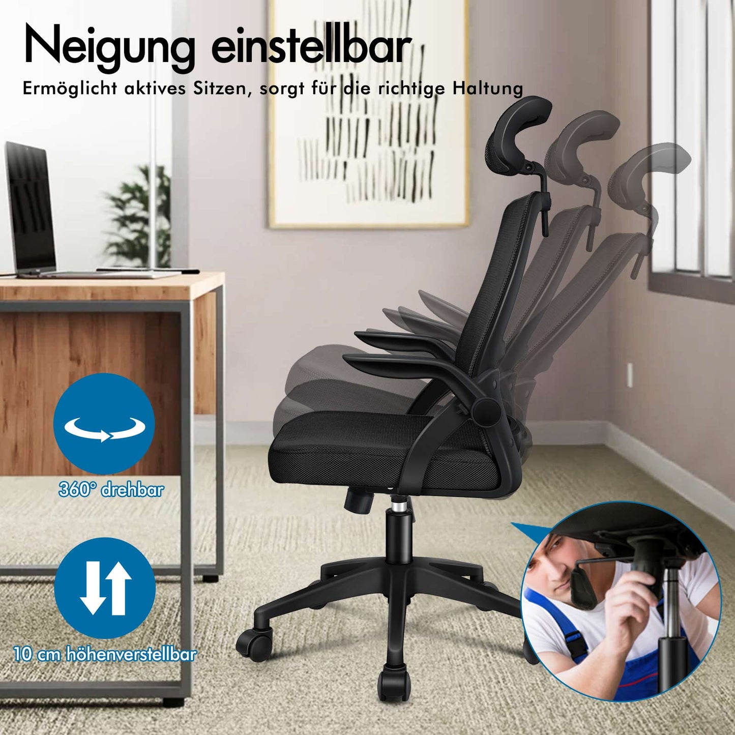 ALFORDSON Mesh-Bürostuhl Executive-Stoffsitz Neigbar für Gaming Renncomputer