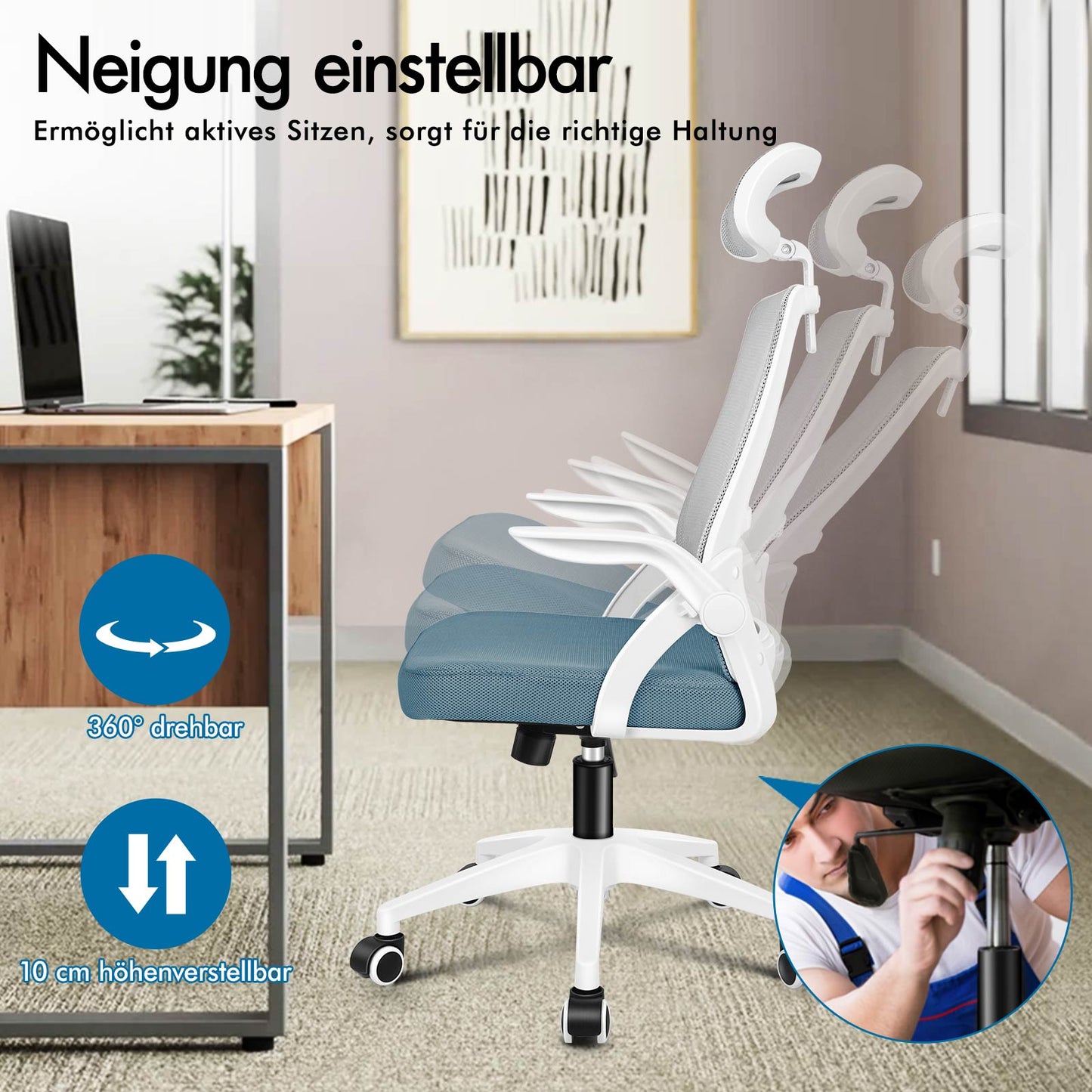 ALFORDSON Mesh-Bürostuhl Executive-Stoffsitz Neigbar für Gaming Renncomputer