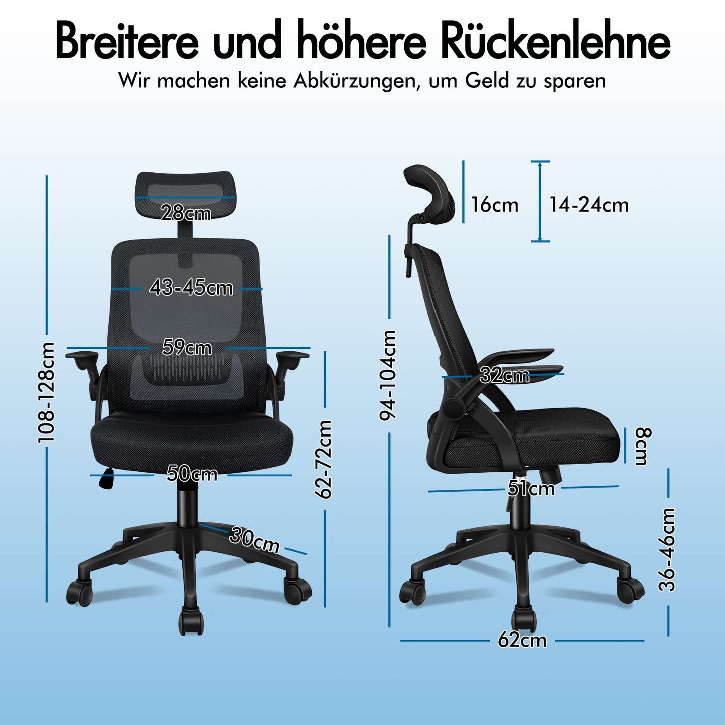 ALFORDSON Mesh-Bürostuhl Executive-Stoffsitz Neigbar für Gaming Renncomputer