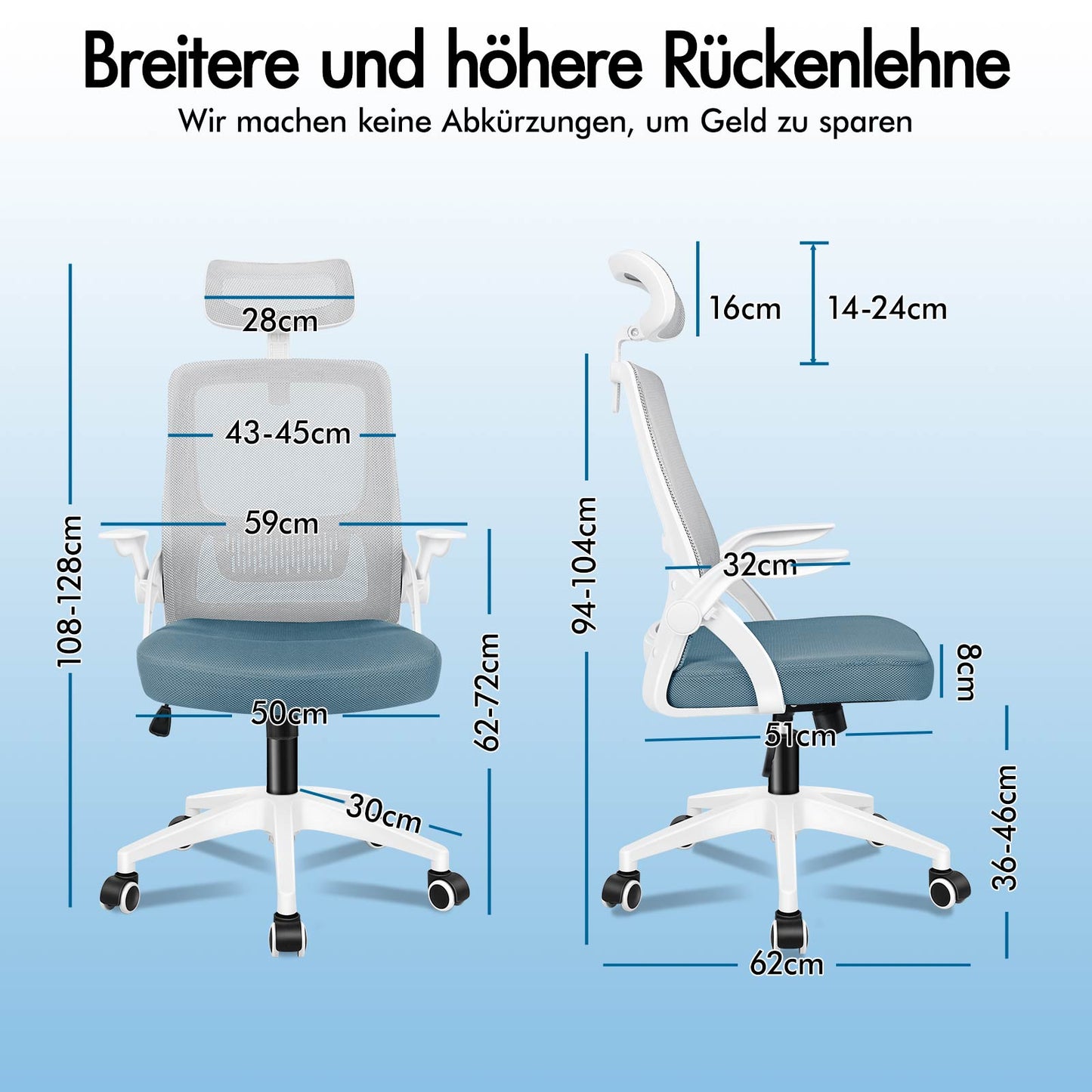 ALFORDSON Mesh-Bürostuhl Executive-Stoffsitz Neigbar für Gaming Renncomputer