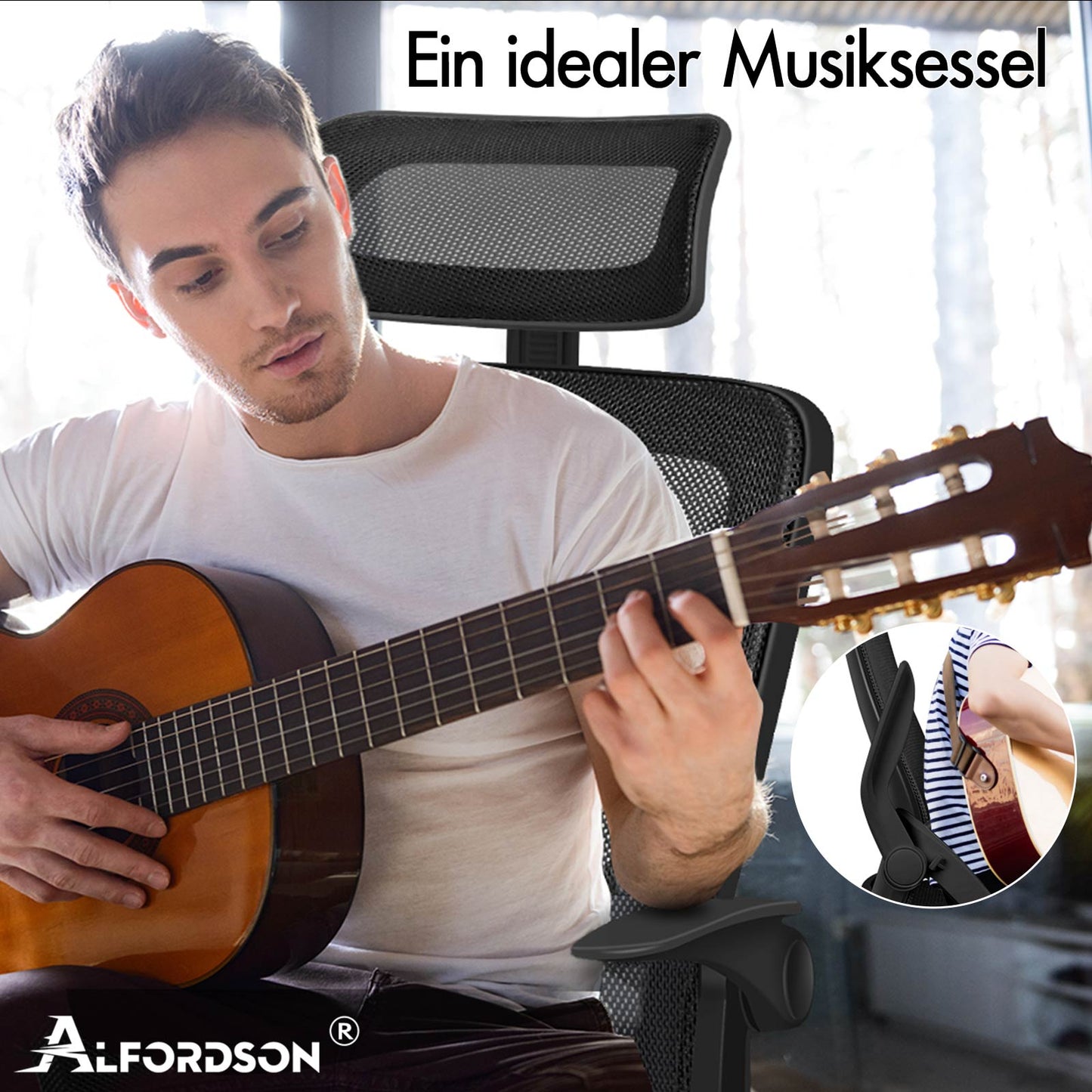 ALFORDSON Mesh-Bürostuhl Executive-Stoffsitz Neigbar für Gaming Renncomputer