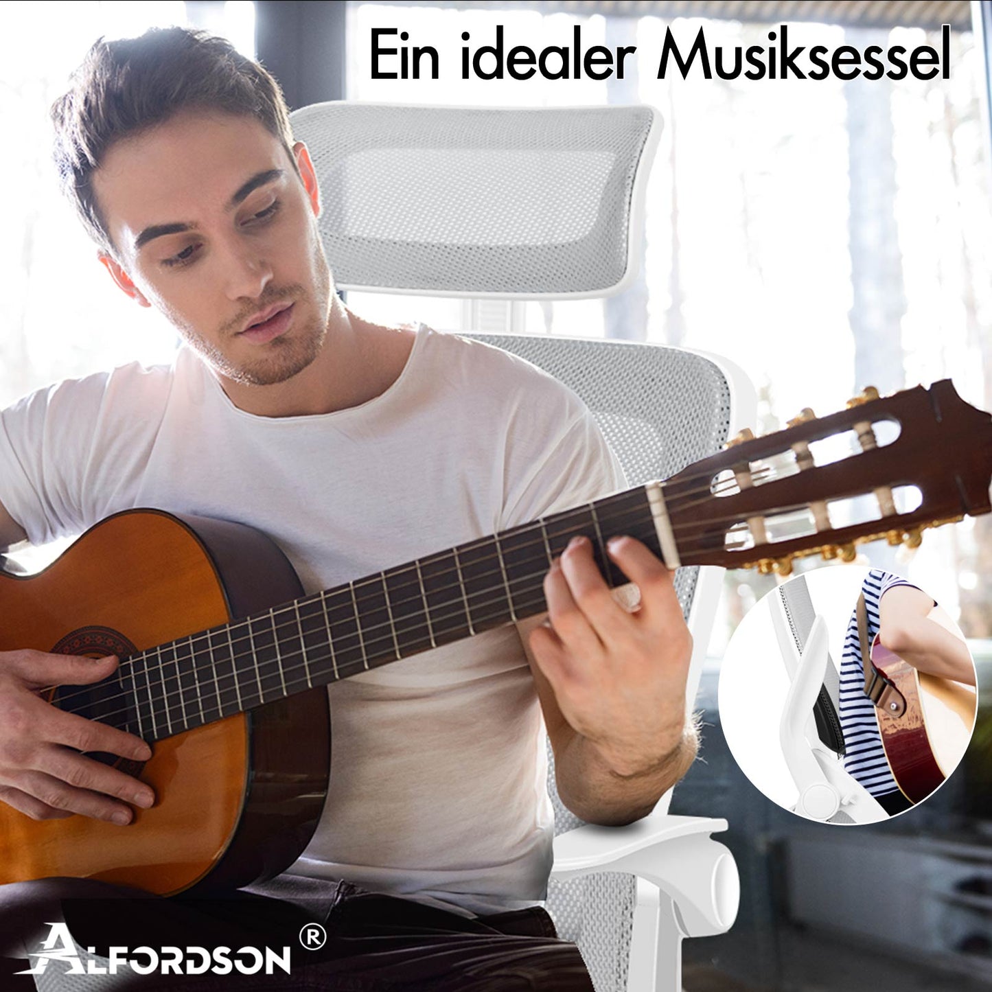 ALFORDSON Mesh-Bürostuhl Executive-Stoffsitz Neigbar für Gaming Renncomputer