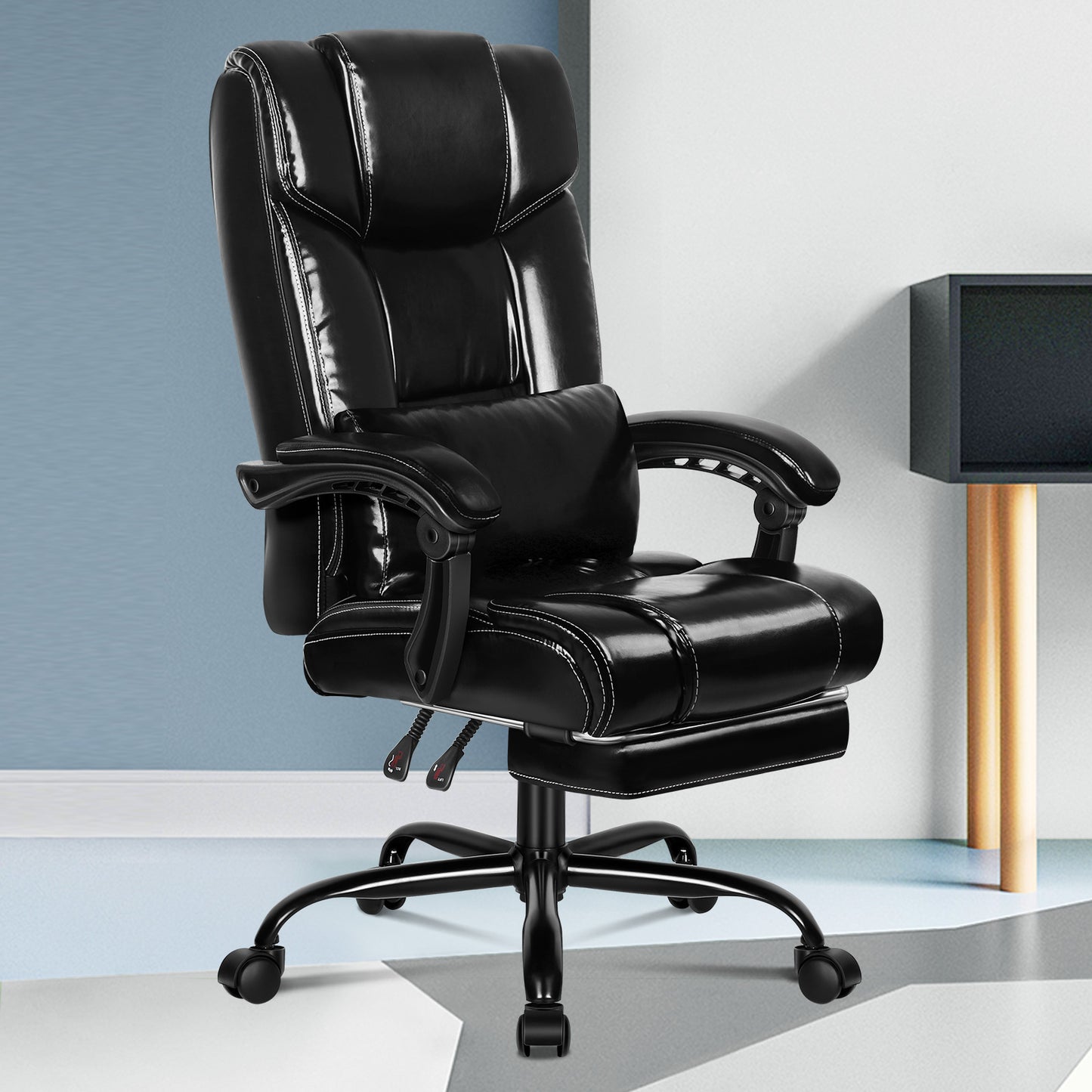 ALFORDSON Bürostuhl Exekutive Computer Spielen PU-Ledersitz Recliner Schwarz