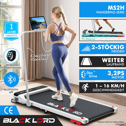 BLACK LORD Laufband Elektrisch Tretmühle Heim BüroNeigung Faltbar Weiß