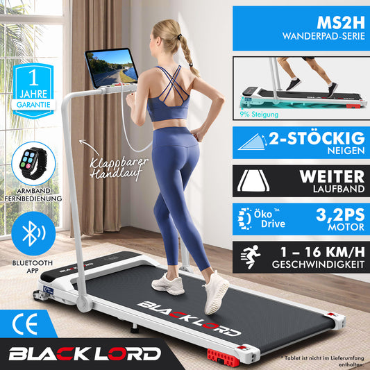 BLACK LORD Laufband Elektrisch Tretmühle Heim BüroNeigung Faltbar Weiß