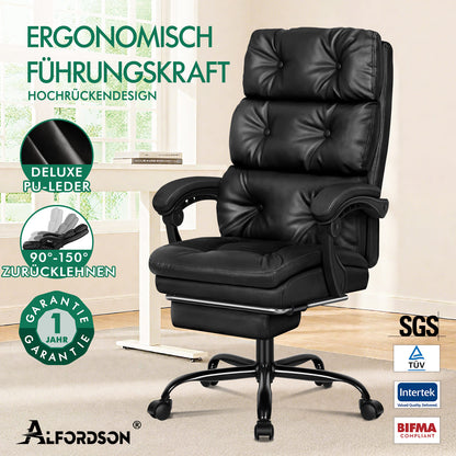ALFORDSON Bürostuhl Exekutive Computer PU Leder Sitz Arbeit Recliner Gaming
