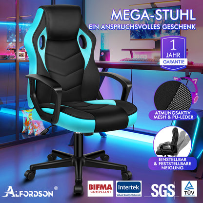 ALFORDSON Gaming Stuhl Racing Büro Ergonomisch Drehbar Exekutive Computer Cyan