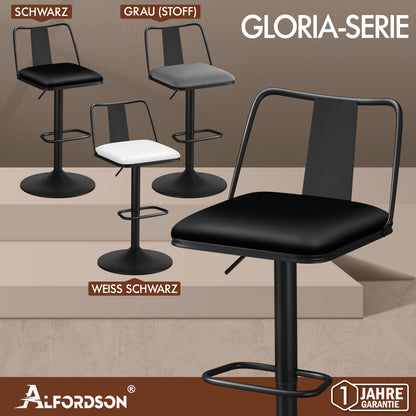 ALFORDSON Barhocker Gasdruckfeder Leder/Leinen Barstühle Küchendrehstuhl Gloria