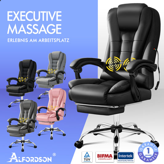 ALFORDSON Massage-Bürostuhl Executive Gaming Racing Sitz PU-Leder Stoff