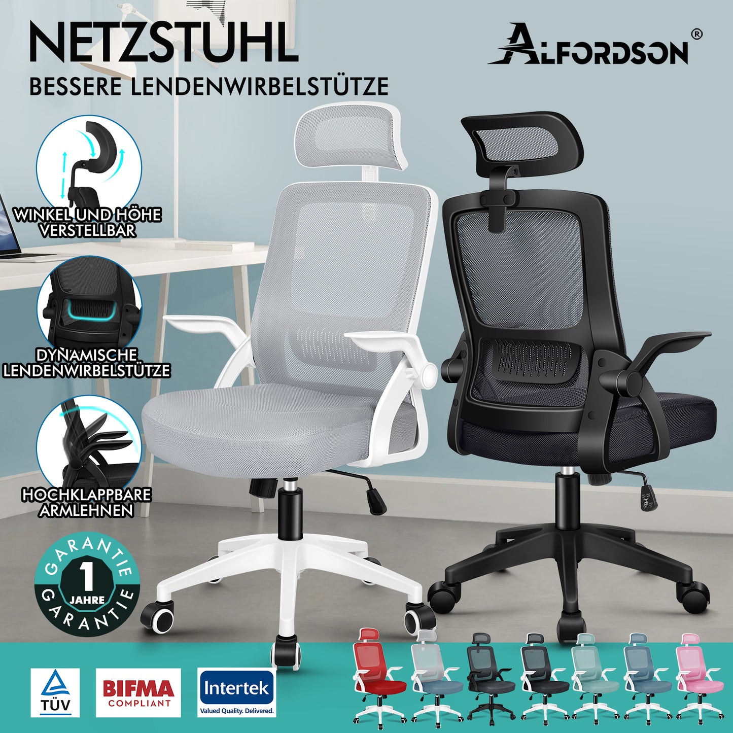 ALFORDSON Mesh Bürostuhl Computer Sitz Executive Studie Arbeit Gaming