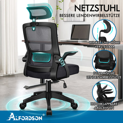ALFORDSON Mesh-Bürostuhl Executive-Stoffsitz Neigbar für Gaming Renncomputer