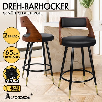 ALFORDSON 2x Drehbar Barhocker Morgan Küche Holz Esstisch Stuhl Schwarz