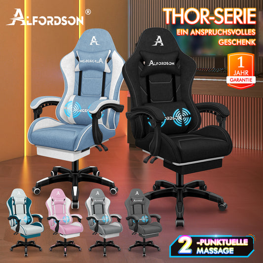 ALFORDSON Massage Bürostuhl Gaming Executive Sitz Leinenstoff Computer Racer