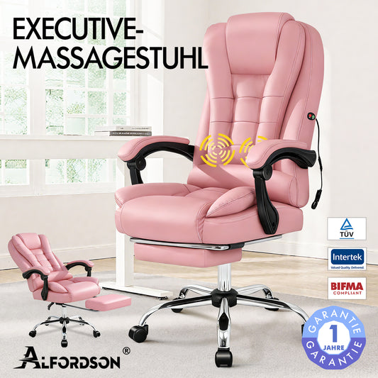 ALFORDSON Massage-Bürostuhl Gaming-Stuhl Executive-Sitz PU-Leder Computer Racer, Rosa