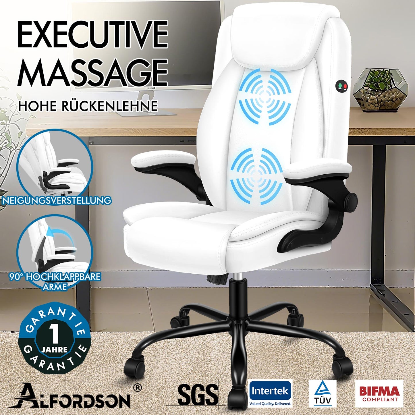 ALFORDSON Massage Bürostuhl Ergonomischer Executive Computer Gaming PU Leder