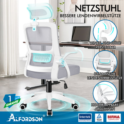 Silla de oficina ALFORDSON de malla con asiento ejecutivo de tela reclinable para juegos, carreras y ordenador