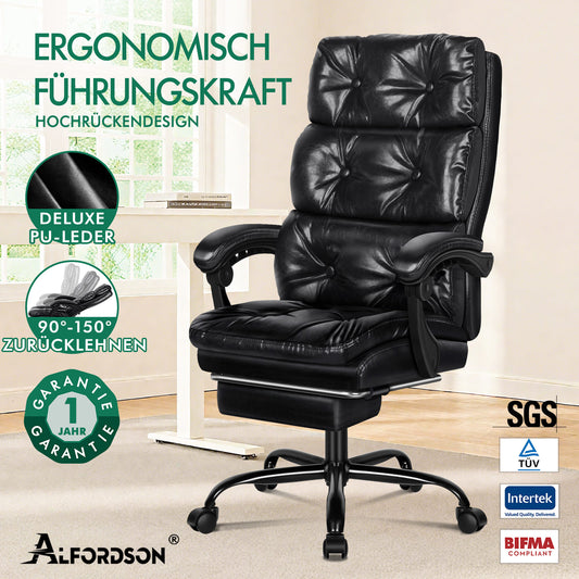 ALFORDSON Bürostuhl Exekutive Computer PU Leder Sitz Arbeit Recliner Gaming