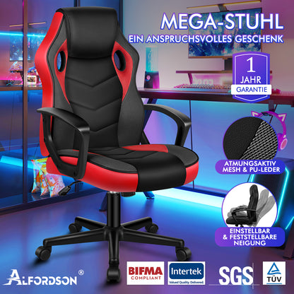 ALFORDSON Gaming Stuhl Racing Büro Ergonomisch Drehbar Exekutive Computer Rot