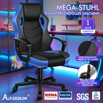 ALFORDSON Gaming Stuhl Racing Büro Ergonomisch Drehbar Exekutive Computer Blau