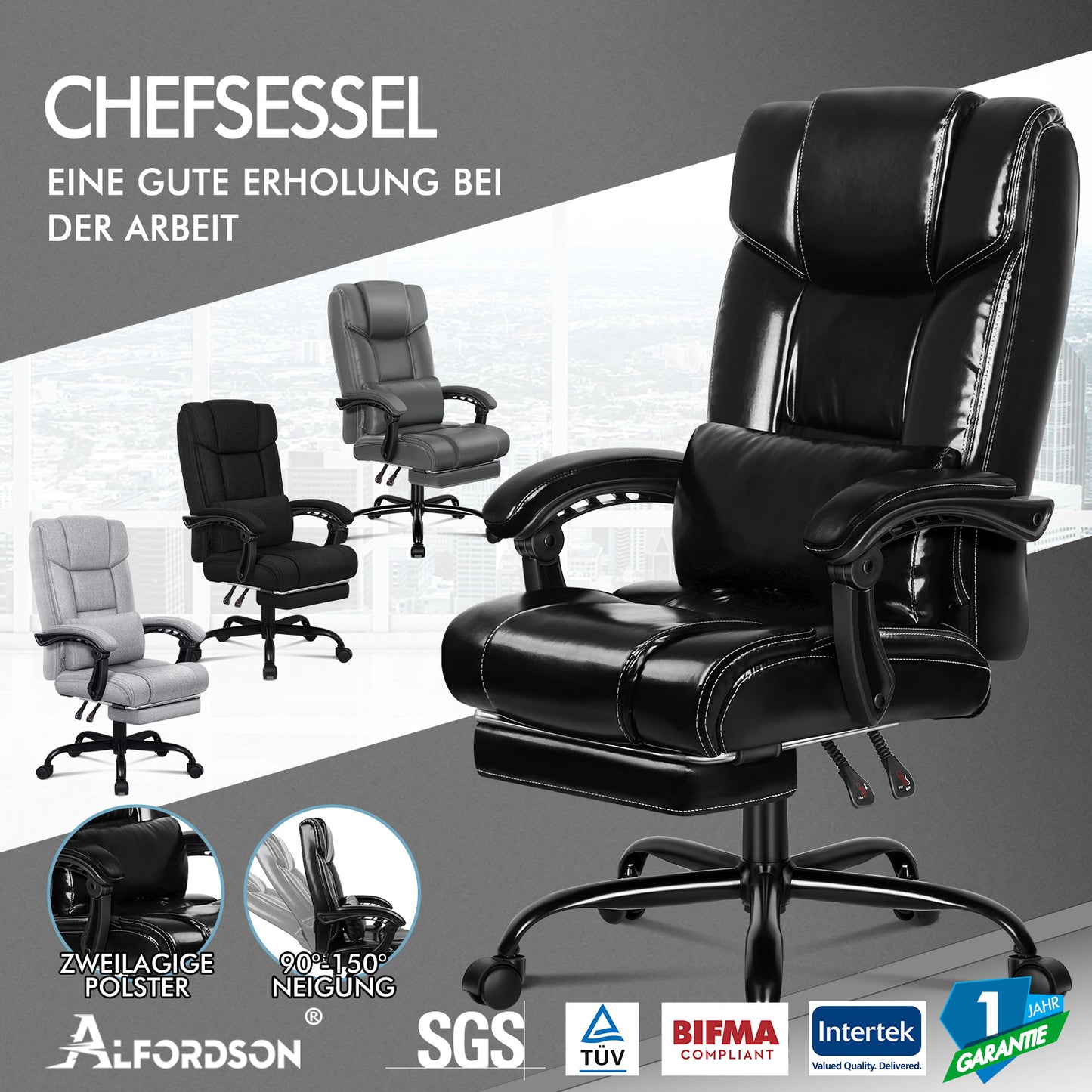 ALFORDSON Bürostuhl Executive Gaming Racing Seat Computer Arbeit Liege