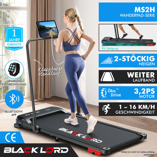 BLACK LORD Laufband Elektrisch Tretmühle Heim BüroNeigung Faltbar Schwarz