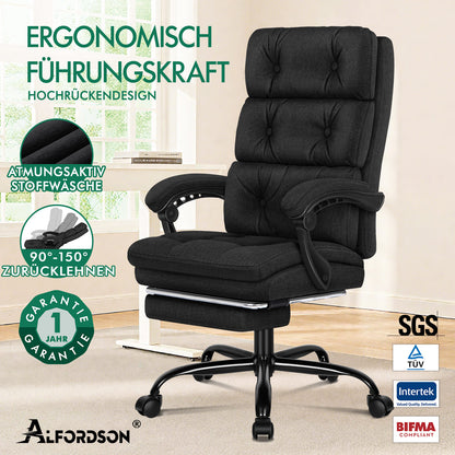 ALFORDSON Office Chair Executive Computer Fabric Seat Recliner Gaming Black