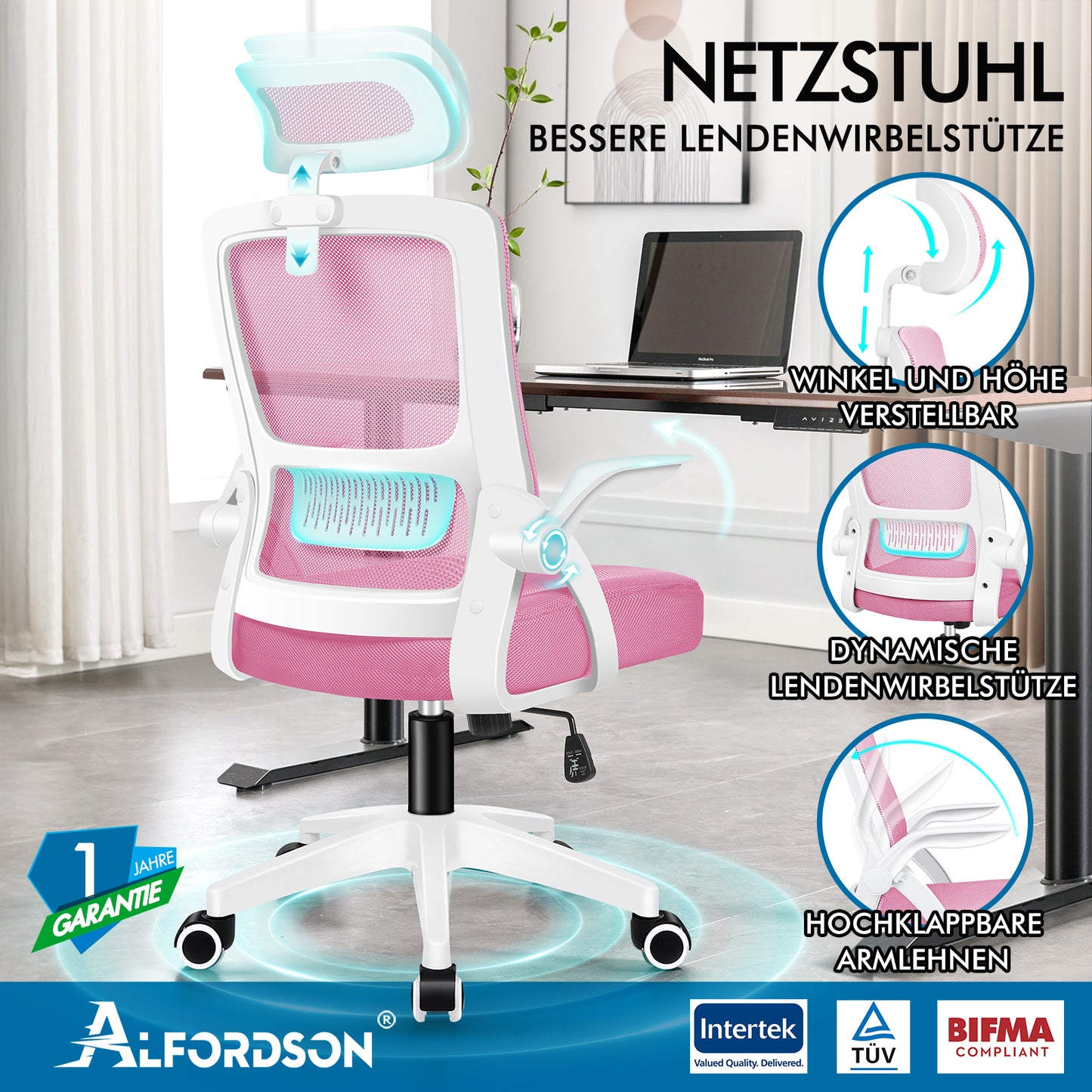 ALFORDSON Mesh Office Chair Executive Fabric Seat Reclining for Gaming Racing Computer
