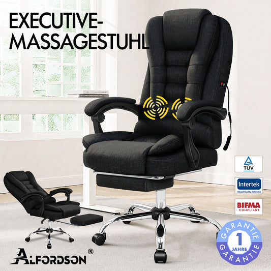 ALFORDSON Massage Bürostuhl Executive Sitz Stoff Gaming Computer Racer, Schwarz