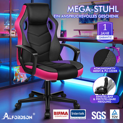 ALFORDSON Gaming Stuhl Racing Büro Ergonomisch Drehbar Exekutive Computer Lila