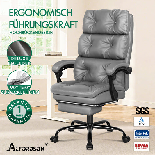 ALFORDSON Bürostuhl Exekutive Computer PU Leder Sitz Arbeit Recliner Gaming
