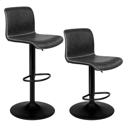 ALFORDSON 2x Bar Stools Remy Kitchen Chair Gas Spring Swivel Chair Vintage Fabric, Black